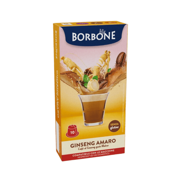 GINSENG AMARO caffè al ginseng gusto Malese compatibile Nespresso 10 cps Borbone