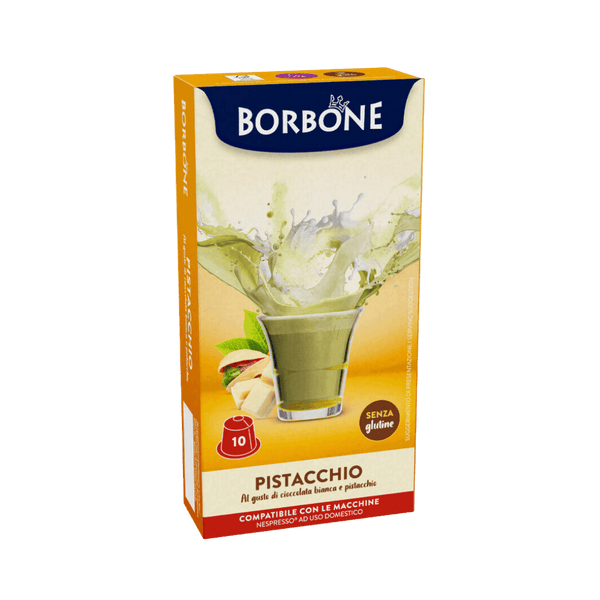 PISTACCHIO al gusto di cioccolata bianca e pistacchio compatibile Nespresso 10 cps Borbone